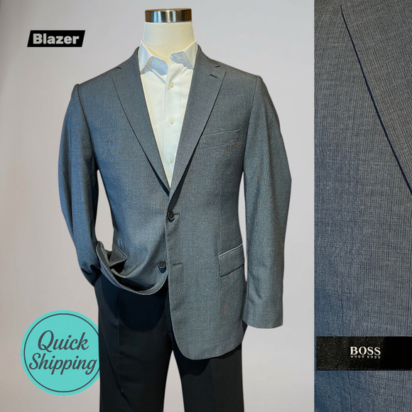 Hugo Boss Other - Hugo Boss 40-42R Slate Gray Super 100s Nailhead Blazer Suit Jacket